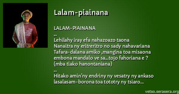 LALAM-PIAINANA - LAVENONA - Tononkalo Malagasy