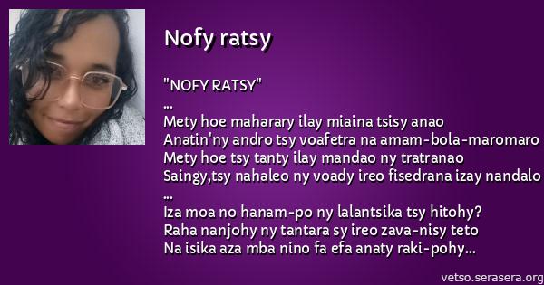 NOFY RATSY - Mahalia - Tononkalo Malagasy