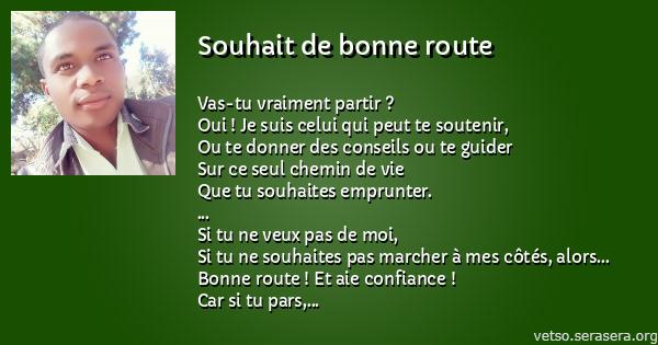 SOUHAIT DE BONNE ROUTE - Vonjisoa ANDJANIRINA (RNMv) - Tononkalo Malagasy